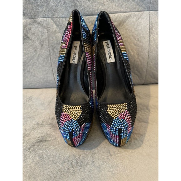 Steve Madden Women's Dyvinal Multi-Colored Rhinestone Platform Heels Size: 7.5M - Picture 1 of 5